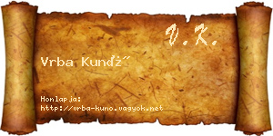 Vrba Kunó névjegykártya
